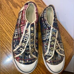 Coach Barrett Tartan Graffiti Sneakers 8.5